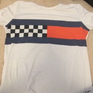 Checkered blue and orange shirt